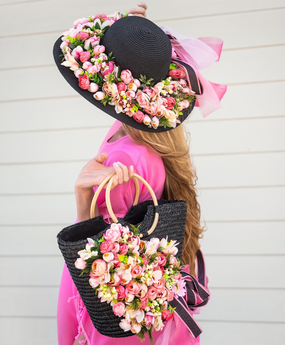 Bride Beach Bag With Hat, Matching Bag and Hat for Beach Party