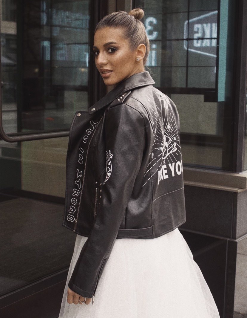 Punk leather jacket womens deals