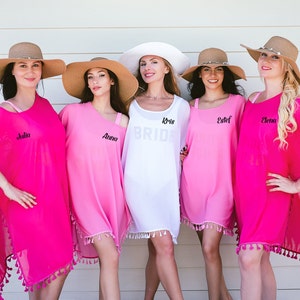 Bachelorette Swims Cover Ups with tassels, Bridesmaid gifts, Bridesmaid proposal, Beach Cover Ups, Customized cover ups - tassels