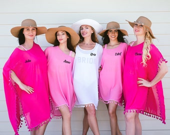 Bachelorette Swims Cover Ups with tassels, Bridesmaid gifts, Bridesmaid proposal, Beach Cover Ups, Customized cover ups - tassels