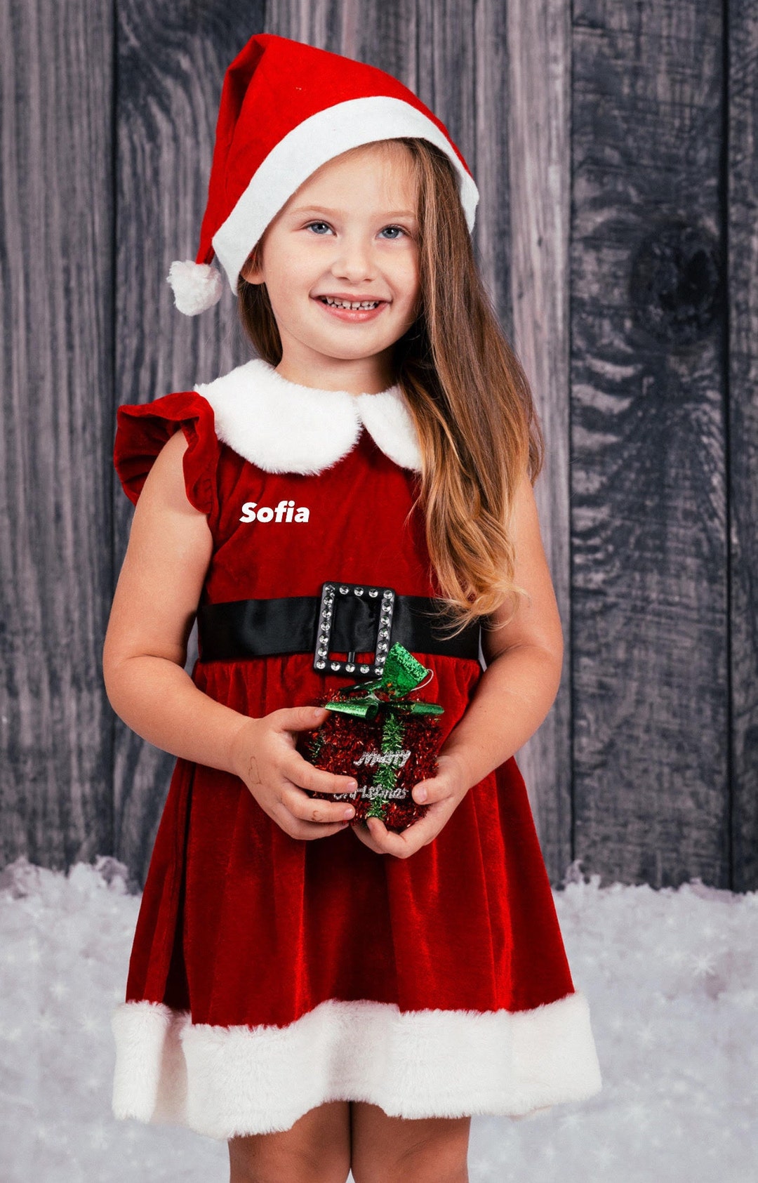 Christmas Velvet Dress, Customized Xmas Dress for Baby, Christmas Gift