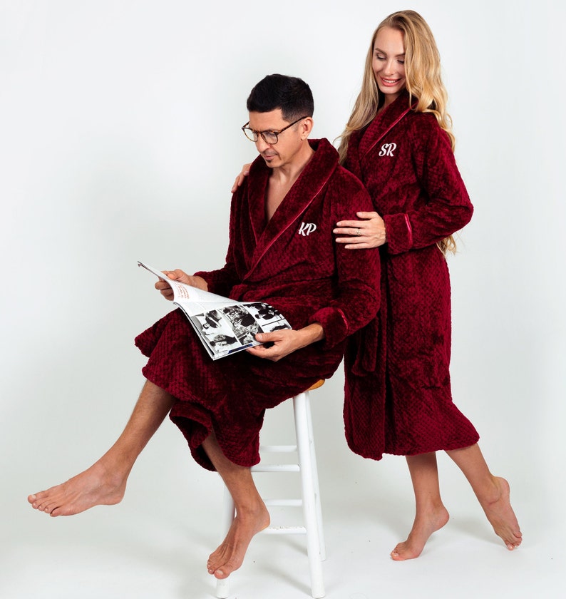 Custom Long Bathrobes for Couple Matching Women and Men Etsy