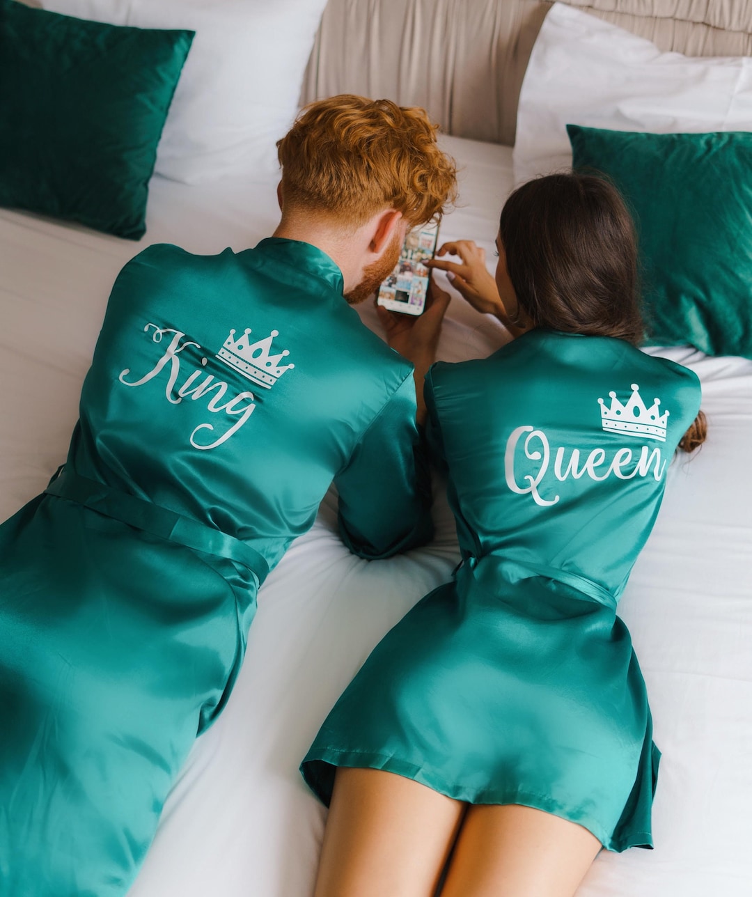 Matching King and Queen Satin Robes, Mr and Mrs Robes, Matching Robes