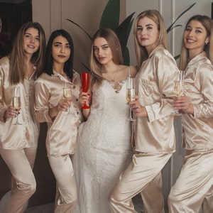 Personalized Silky Pajamas: Bridal Party Satin PJs