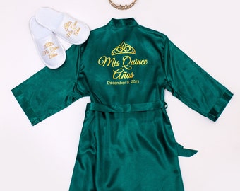 Quinceanera gift, Quinceanera robes, Custom robe+slippers, Mis 15, Mis Quince, Customized gift, 15 Anos gift, Gfir for best friend
