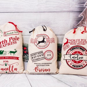 North Pole Express Santa Delivery Sack, Santa Claus bag, Custom Santa Sack,  Christmas gift bag, Xmas gift bag for kids, Gift bag for kids