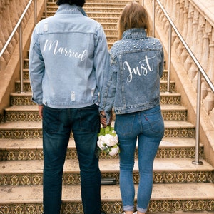 Wedding Jean Jackets for Groom and Bride, Mr and Mrs Denim Jackets ...
