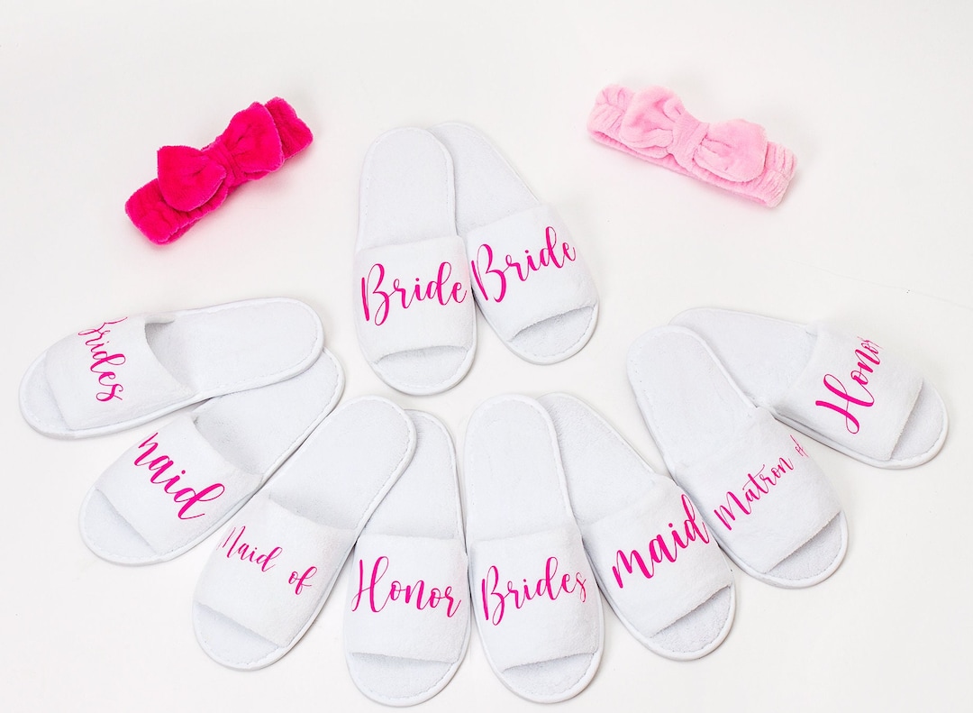 Bridesmaids Slippers With Names, Bachelorette Slippers, Party Slippers