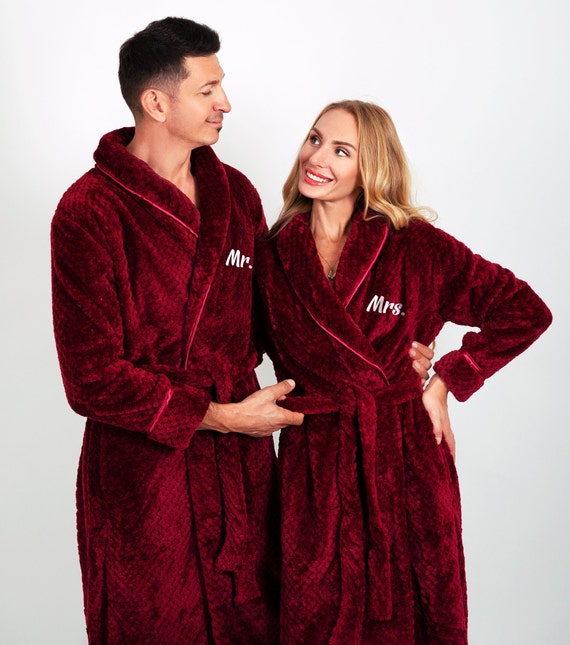 Custom Long Bathrobes for Couple, Matching Women and Men Bathrobes,  Honeymoon Gift, Anniversary Gift, Customized Bathrobes Style1 - Etsy