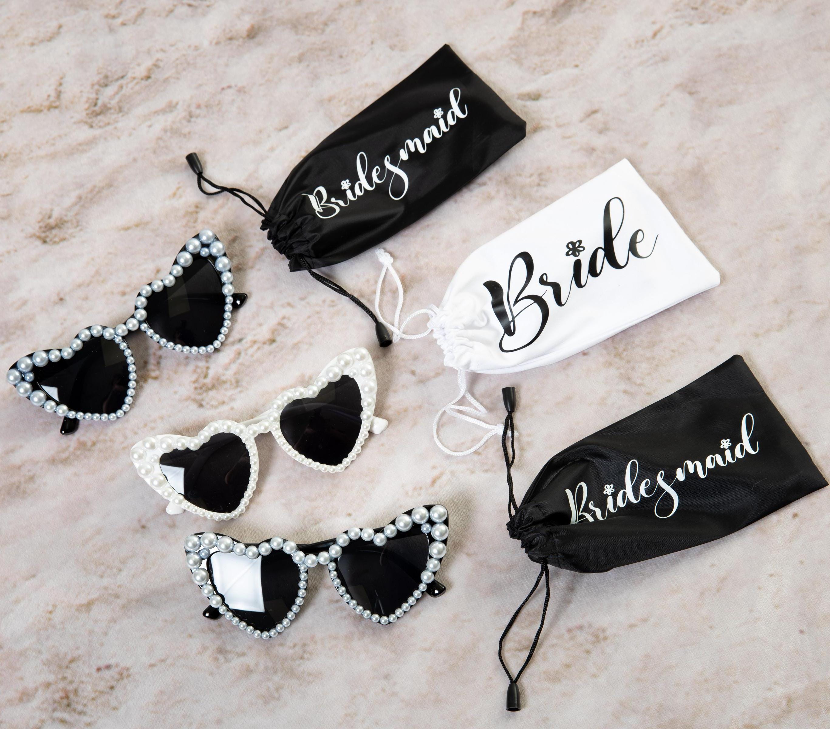 Heart Pearl Sunglasses: Bachelorette Party Bride Tribe Shades