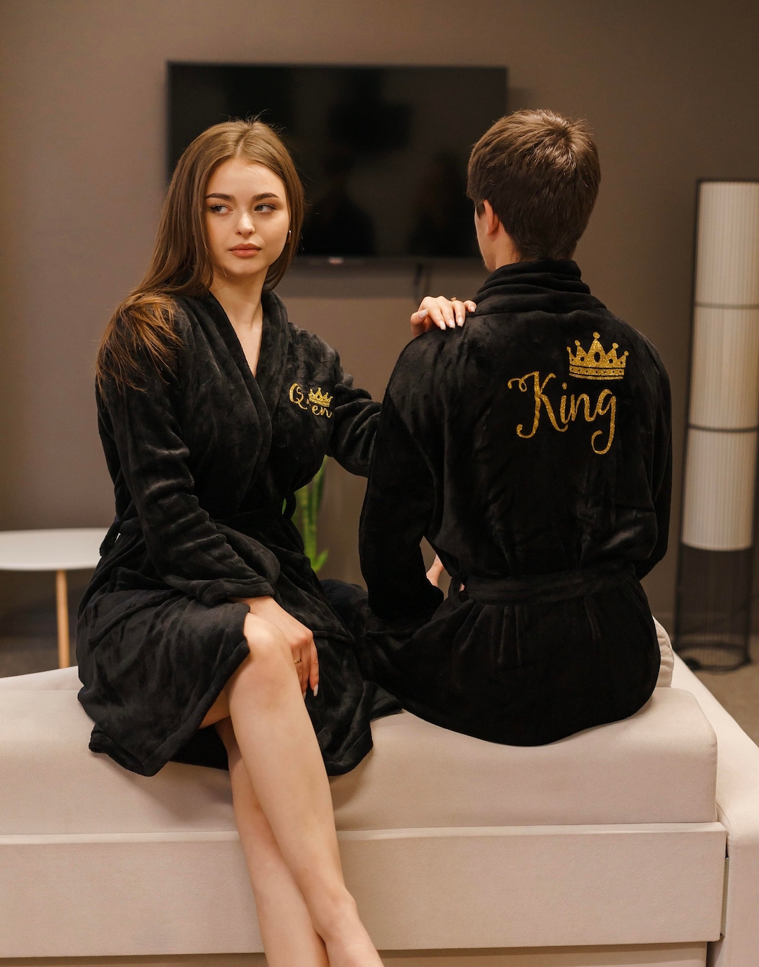 King and Queen Bathrobes Mr and Mrs Cozy Terry Bathrobes Etsy