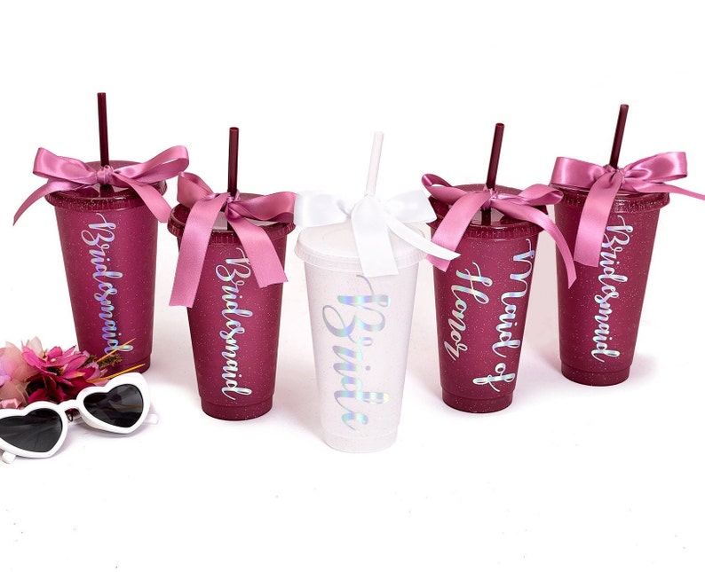 Bridesmaids Custom Plastic Tumblers Personalized Tumblers Etsy