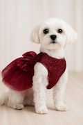 Personalized Christmas Dog Dress: Gold Tulle Tutu, Custom Pet Outfit