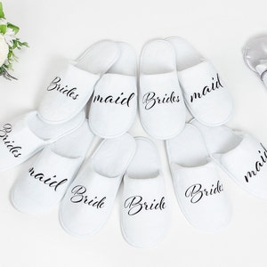 Bridesmaids Slippers With Names Bachelorette Slippers Party - Etsy