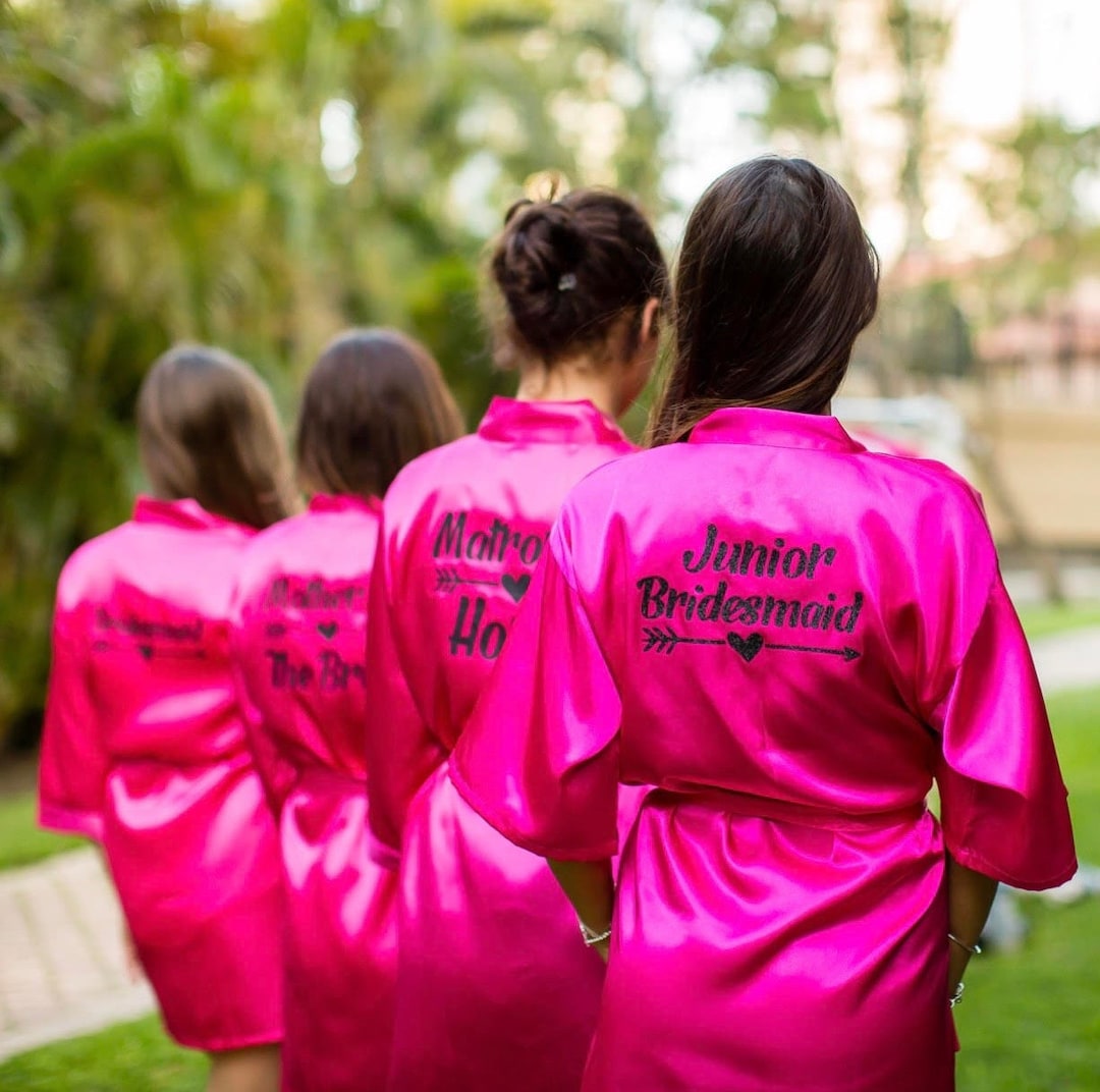 Personalized Bridal Shower Robes, Custom Bridesmaid Satin Robes