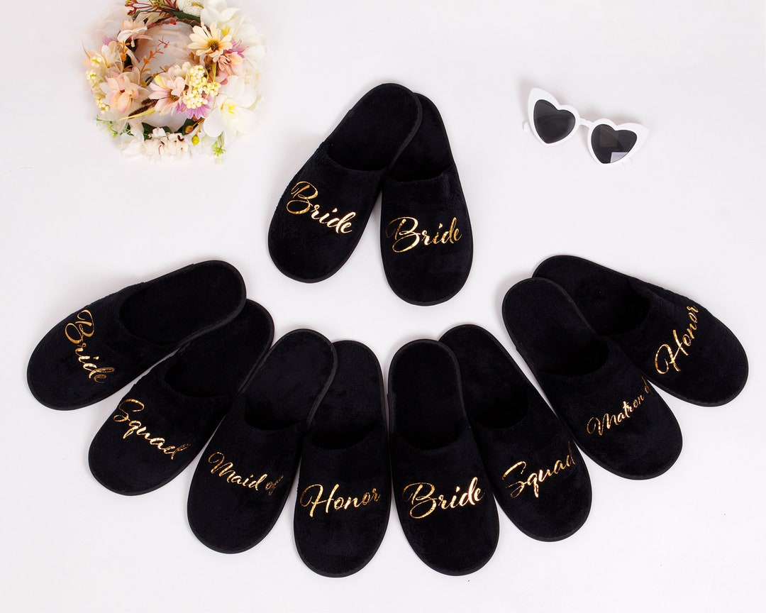 Bridesmaids Slippers With Names, Bachelorette Slippers, Party Slippers