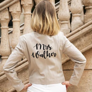 Mrs Custom Bridal Jacket, Wedding Bridal jacket, Bridal gift, Wedding gift, Personalized leather jacket, Ivory Leather jacket - rivet, turk