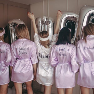 Bridal Party Robes, Custom Satin Bridesmaid Robes, Bridesmaid Gifts, Bridesmaid Proposal, Bridal Robe, Custom Wedding Robe -hello honey