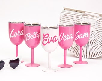 Custom Stemmed Wine Flutes, Customized Tumblers, Wine stemmed cups, Bridesmaid Gift Flutes, Bachelorette Party gifts for Bridesmaids - dolly
