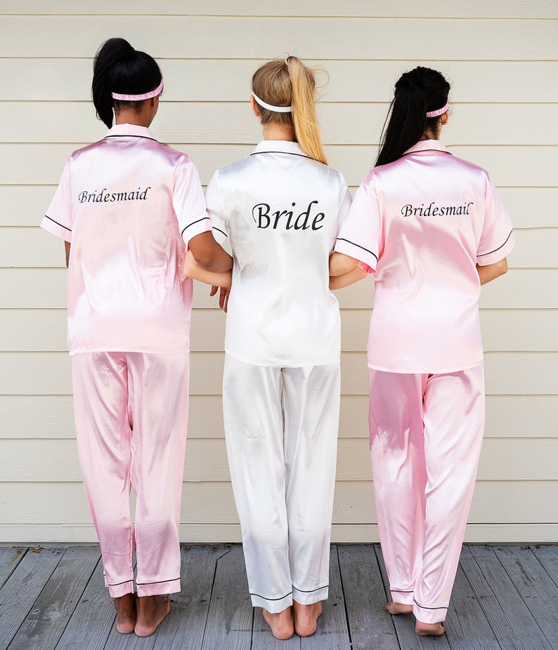 Bridesmaids Pyjamas Customized Pjs With Names Silky Party Etsy