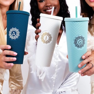 Studded Tumblers, Bridesmaid Gifts, Bridesmaids Tumblers, 24 OZ Double Walls Tumblers, Matte Luxury Tumblers, Soft Touch Studded Tumbler