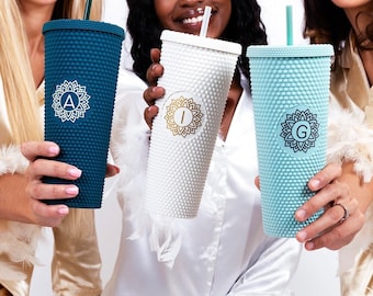 Studded Tumblers, Bridesmaid Gifts, Bridesmaids Tumblers, 24 OZ Double Walls Tumblers, Matte Luxury Tumblers, Soft Touch Studded Tumbler