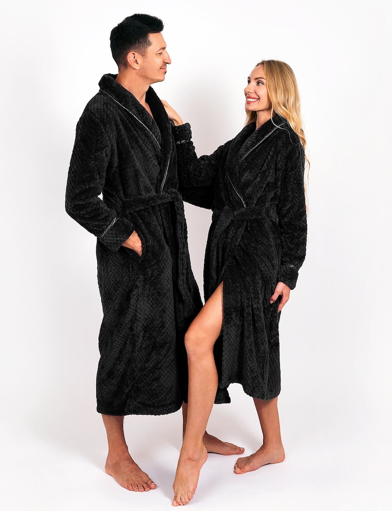 Custom Long Bathrobes for Couple Matching Women and Men Etsy
