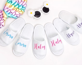 Kids Birthday Girl SPA Slippers, Custom Spa Slippers, Sleepover party Slippers for Kids, Open / Closed toe Slippers for kids - hello honey