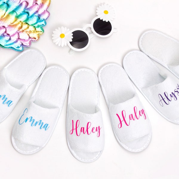 Kids Birthday Girl SPA Slippers, Custom Spa Slippers, Sleepover party Slippers for Kids, Open / Closed toe Slippers for kids - hello honey