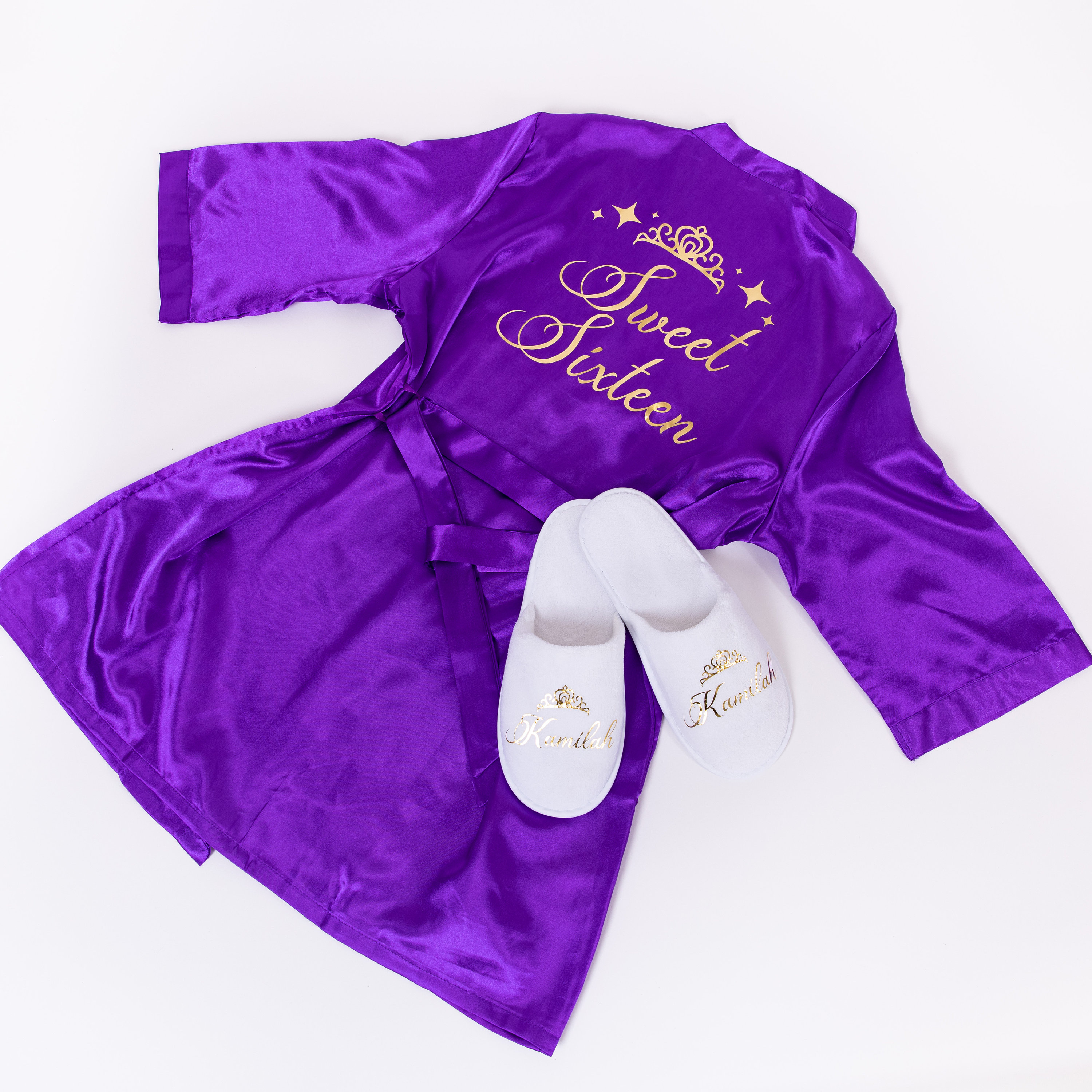 Luxurious Sweet Sixteen Satin Robe - Perfect for Birthday Celebrations, Sweet Sixteen Custom robe, Custom gift, Personalized Satin robe