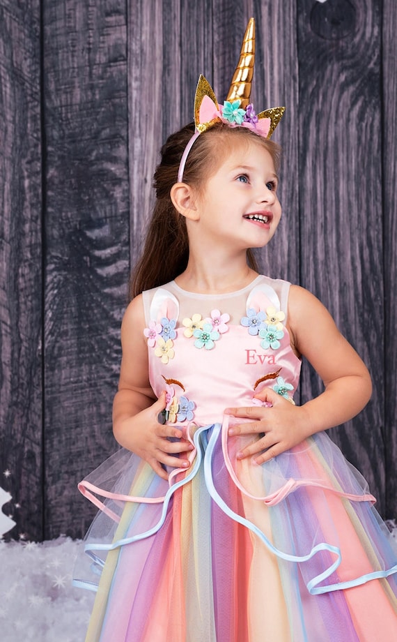 Unicorn Print Satin Night Dress