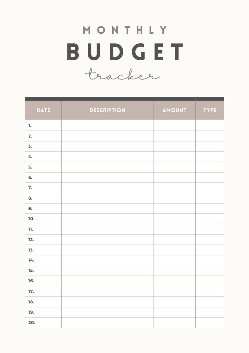 Monthly Budget Tracker Printable - Etsy