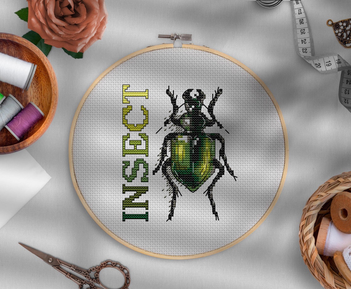 Insect Cross Stitch Pattern PDF Beetle Modern Cross Stitch Etsy