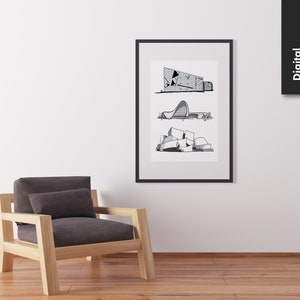 Deconstructivism - Architecture Sketches Poster - Drawing Collection - Digital Poster