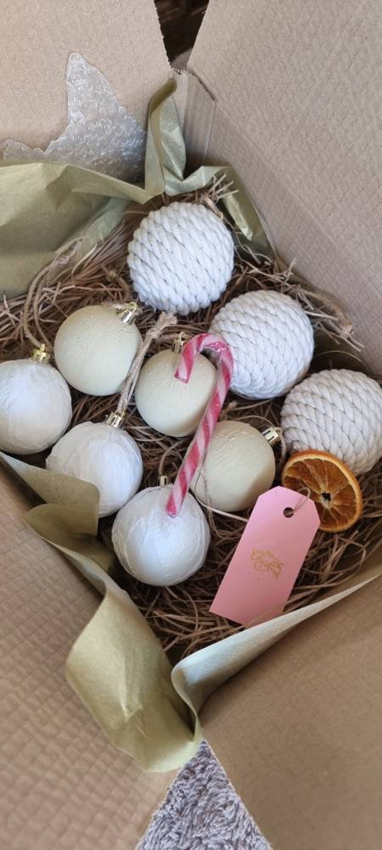 Upcycled Modern Christmas Bauble Neutral Natural Scandi Etsy UK