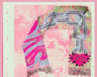 pink graphic heart chain football scarf <3 <3