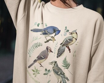 Blue Jay, Bluebird Sweatshirt, Cottagecore Sweatshirt, Vintage Bird, Bird Sweatshirt, Cottagecore Shirt, Bird Watching Gift, Bird Watcher