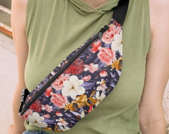 Floral Fanny Pack, Floral Belt Bag, Floral Crossbody Bag, Botanical Waist Bag, Shopping Bag, Wildflower Bum Bag, Wildflowers Bag, Boho Bag