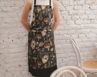 Witch Apron, Trendy Kitchen Apron, Dark Cottagecore Decor, Forestcore, Witch Kitchen, Wiccan Decor, Witch Kitchen Decor, Wiccan Clothing
