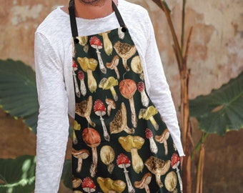 Mushroom Apron, Kitchen Apron, Cottagecore Decor, Goblincore Clothing, Witch Kitchen Decor, Mushrooms Decor, Mushroom Gift, Baking Apron