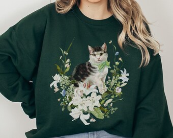 vintage cat × fish × flower sweat Retro Cat Sweater | Perfect Cat Moms & Dads Gifts – Meowgicians™