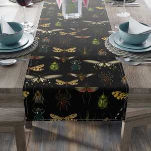 Insect Table Runner, Creepy Table Cloth, Naturecore Decor, Halloween Table Runner, Science Table Cloth, Botanical Table Runner, Summer Decor