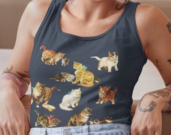 Cat Tank Top, Cottagecore Clothing, Cottagecore Tank Top, Aesthetic Tank, Cat Clothing, Cats TShirt, Cat Mom Shirt, Cottagecore Shirt