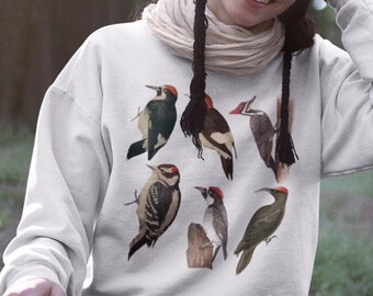 Woodpecker Shirt, Bird Sweatshirt, Crewneck Sweatshirt, Vintage Bird, Naturecore, Gardening Gift, Cottagecore, Bird Sweatshirt, Bird Watcher