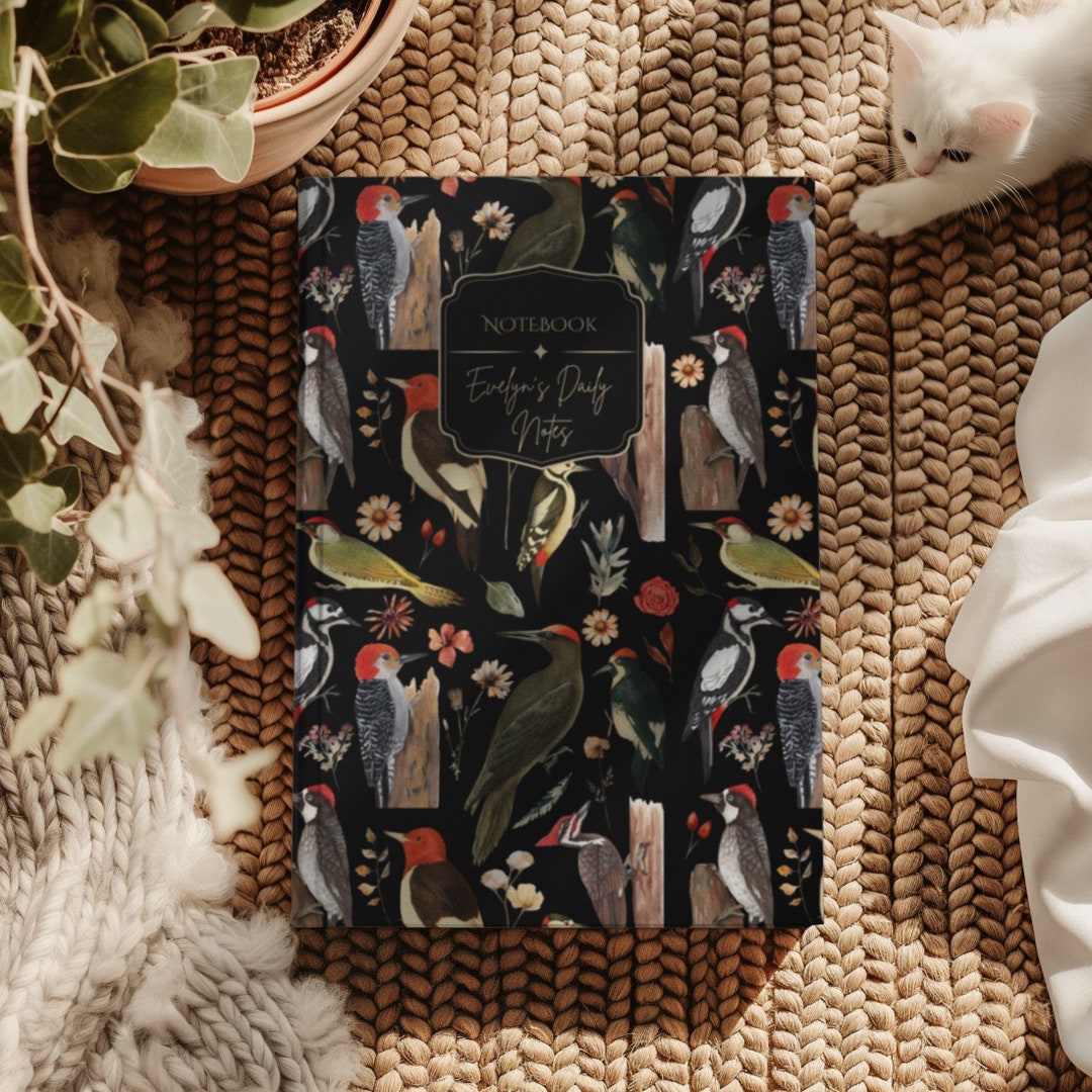 Woodpecker Hardcover Journal, Birds Personalized Journal, Personalized ...