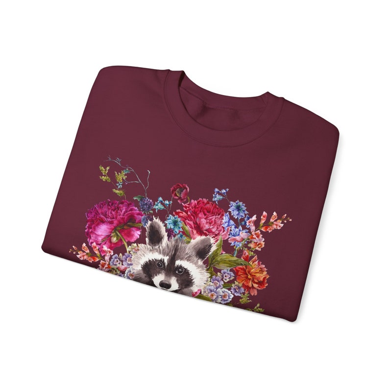 Raccoon Sweatshirt, Raccoon Shirt, Cottagecore Sweater, Floral ...