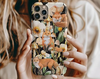 Fox Phone Case, Woodland Phone Case, Floral Fox Phone Case,  iPhone 16 15 14 13 12 11 Pro Max, Forest Fox Phone Case, iPhone Case