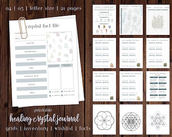 Crystal Journal Printable, Crystal Inventory Sheet, Crystal Collection, Witchcraft Supplies, Witch Journal, Digital Grimoire,Witch Printable
