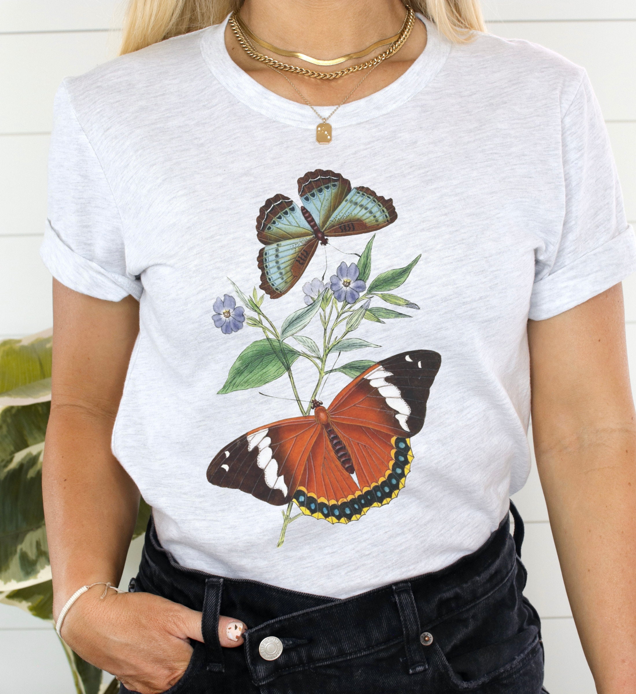 Camiseta de mariposa, camisa de mariposas, mariposa vintage, cuello ...