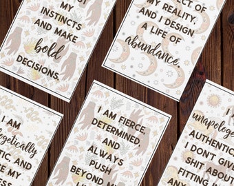 Boho Affirmation Cards Printable, Affirmation Cards Digital, Positive Affirmations, Positive Affirmation Cards,Manifestation Cards, 80 Cards